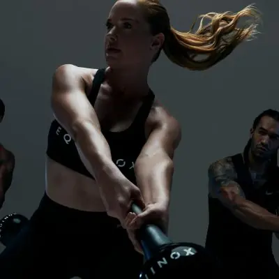 High intensity strength training session at Equinox Club