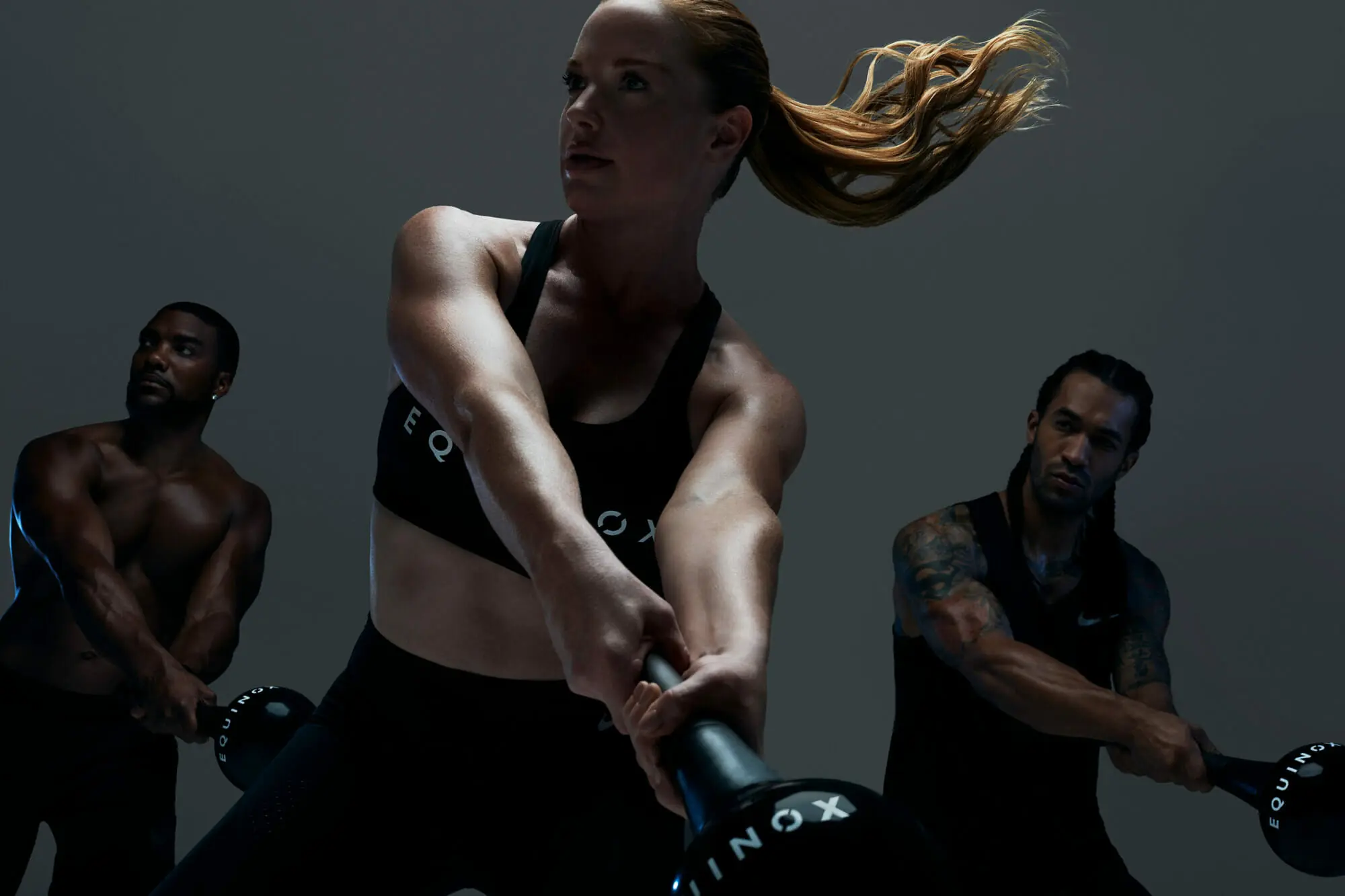 High intensity strength training session at Equinox Club