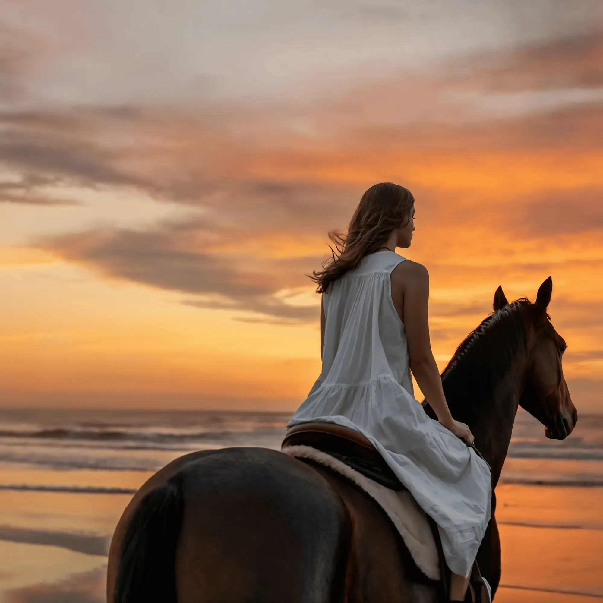 Horseback riding experience along the Red Sea shoreline at sunset