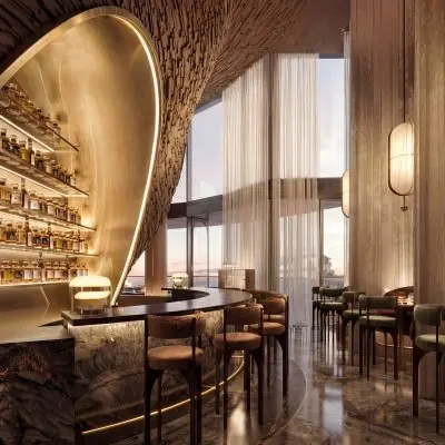 Luxury cocktail bar with modern interior