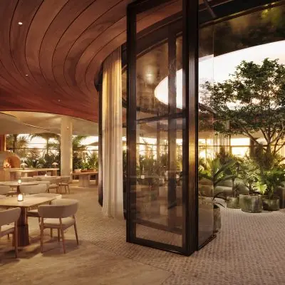 Luxury dining space with indoor outdoor seating