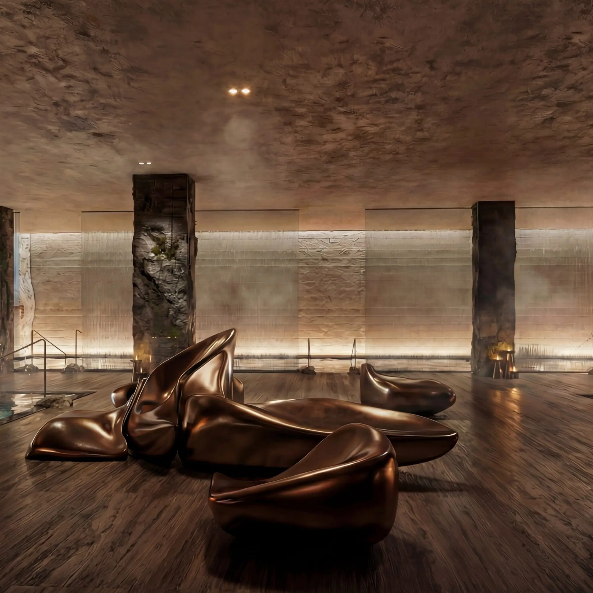 Luxury spa grotto with ambient lighting
