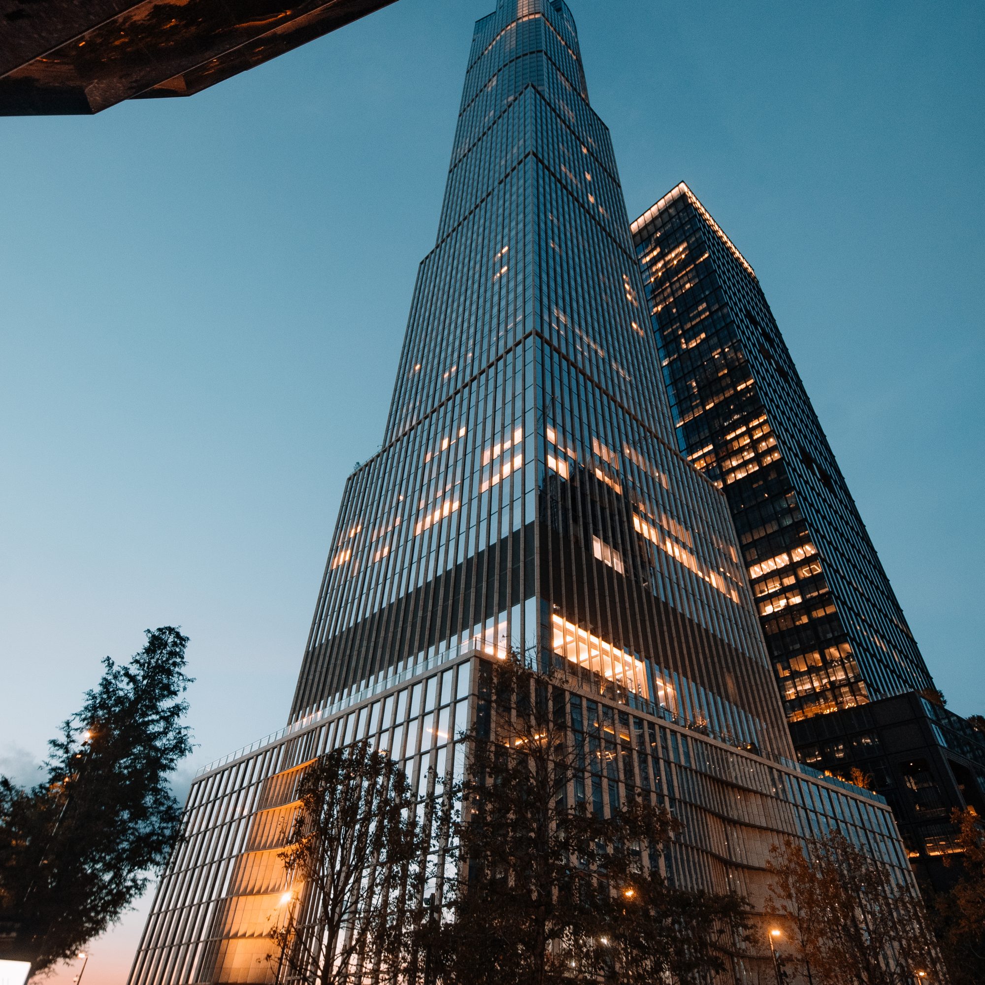 Equinox Hotel at Hudson Yards rising against the evening sky
