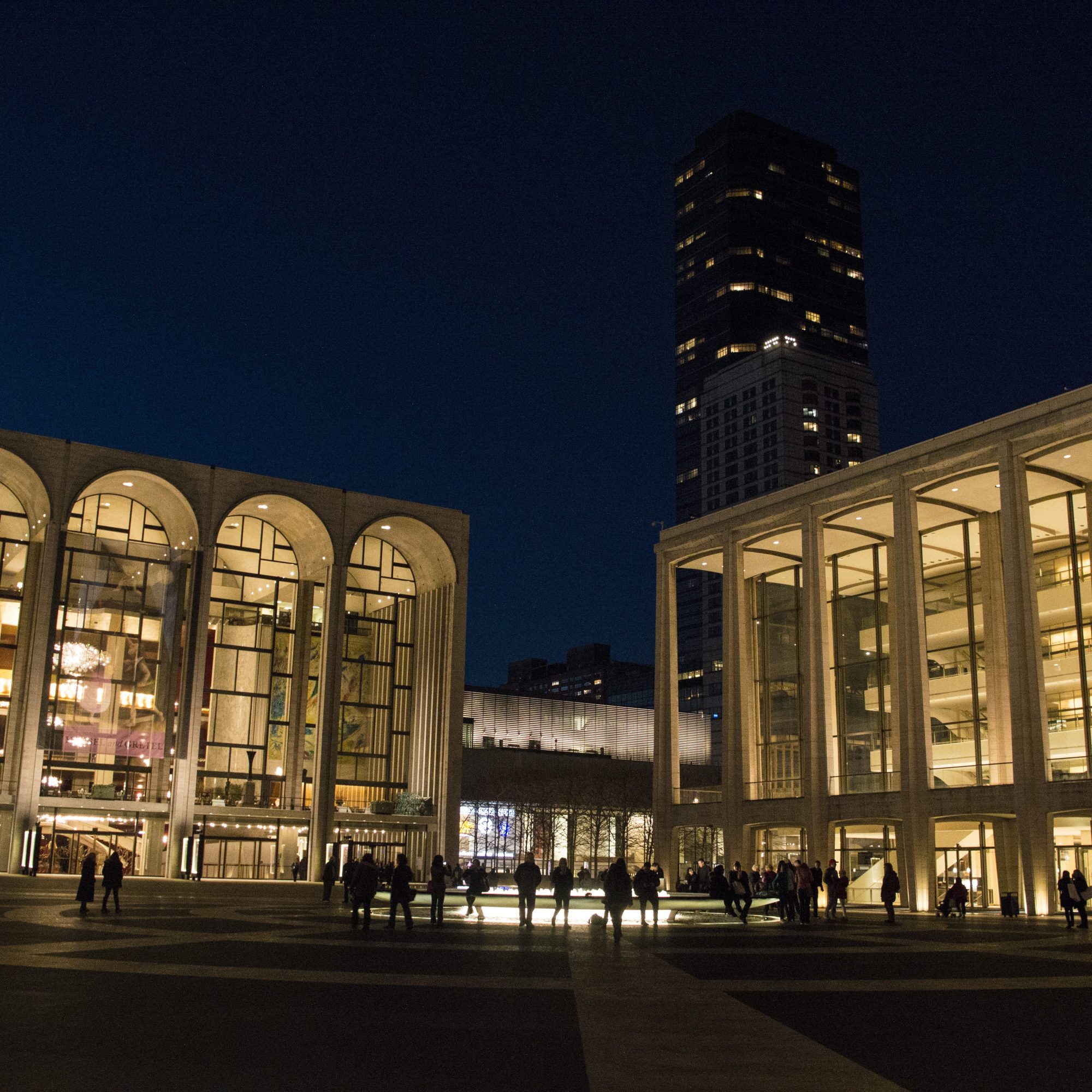 Lincoln Center for the Performing Arts illuminated at night, New York City